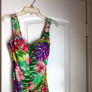 Floral Print One Piece Swim Suit
